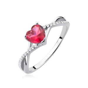 Inel argint cu inima rosie DiAmanti Z1685AR_RU-DIA (Argint 925‰ 1,8 g.)